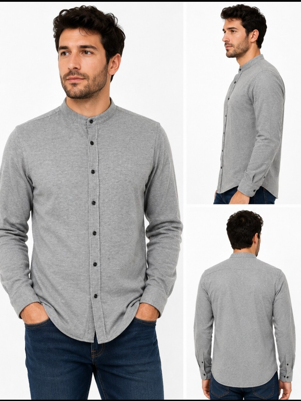 ZARA MAN Size M Oxford Slim Fit Button Down Long Sleeves Gray Men's Shirt #WM1